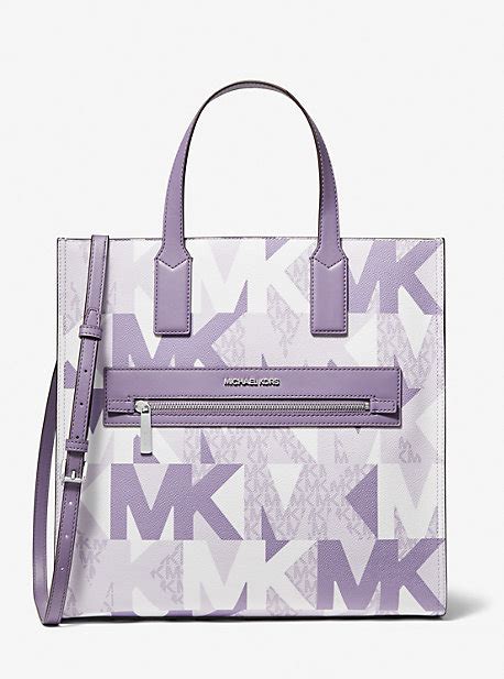 michael kors kenly tote purple|Michael Kors large signature tote.